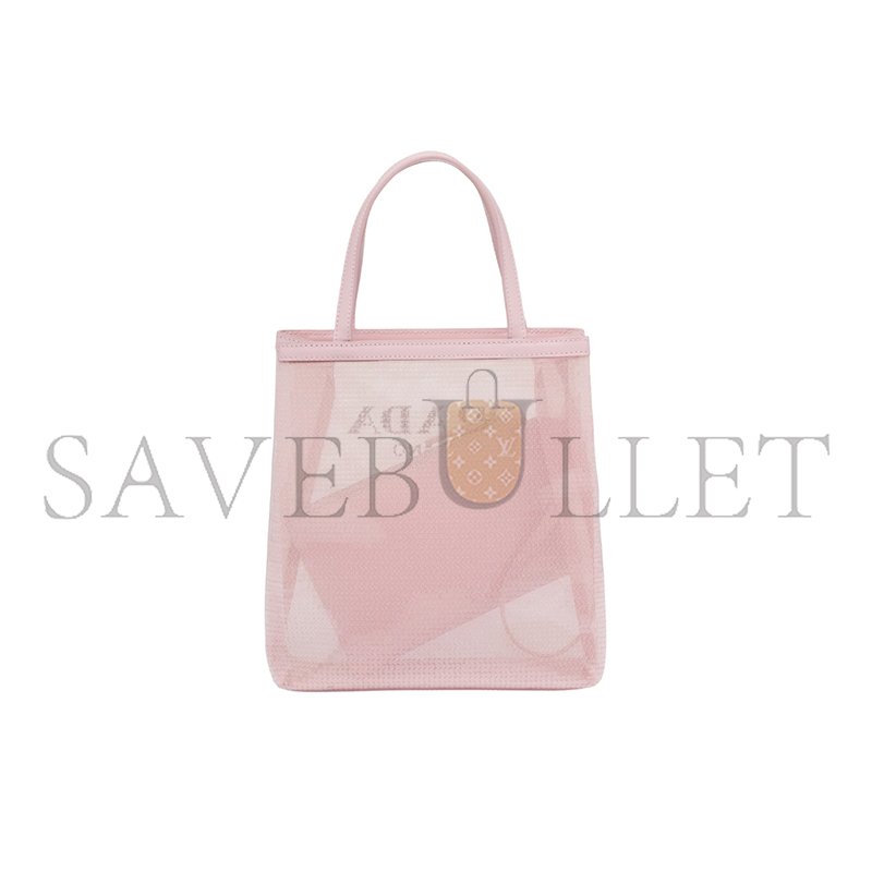 PRADA SMALL SEQUINED MESH TOTE BAG IN ALABASTER PINK 1BG417 (22*20*8cm) 